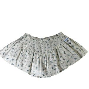 Abound NWT Floral Ruffle Tiered Skort Built-in Shorts Cream Blue Size Medium